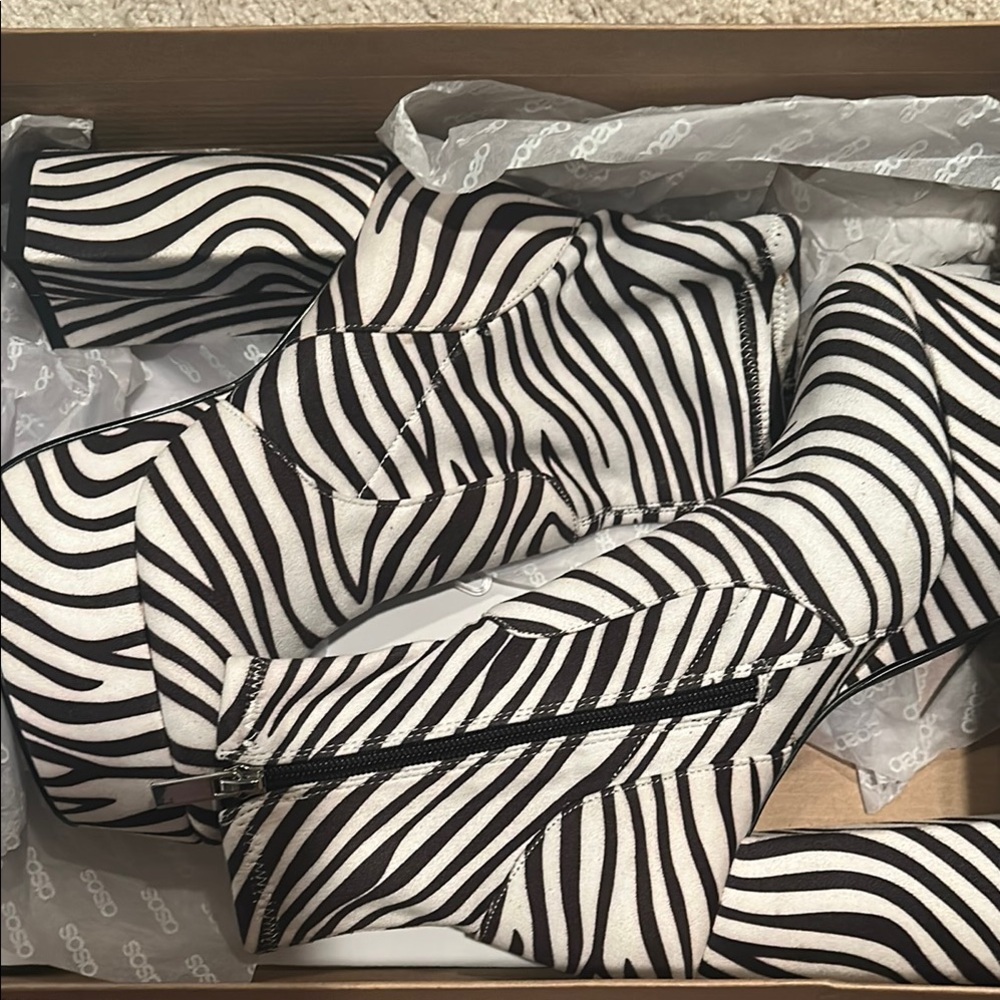 ASOS Zebra Platform Ankle Boots
